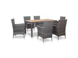 Conjunto 6 Conjunto De Jantar Vidaxl Cinzeto Vime Pe (150 X 90 X 75 Cm)