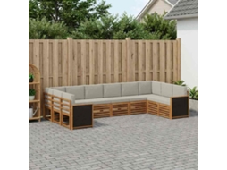 Vidaxl Conjunto De Sofá Sectional 7 Pcs Natural E Cinzento-claro