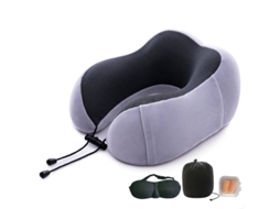 Conjunto De 4 Travesseiros Viagem , Travesseiro Espuma Viscoelástica Para O Pescoço Aquaforge (cinza)