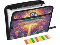 Pasta Organizadora De Papel, 13 Bolsos, Tamanho A4 E Carta, Com Fecho De Zíper, Documentos, Cogumelo Com Olhos