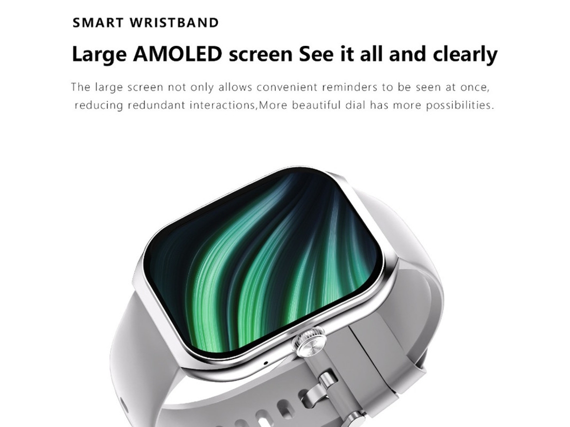 Smartwatch Com Tela Curva Amoled Hd De 2.1 Polegadas Tela Grande J126 E Tela De Relógio Sempre Ligado Preto Yizhood