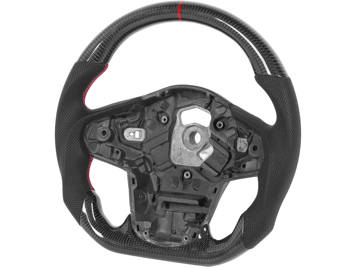 Volante de fibra de carbono com costura vermelha SFUSHOS