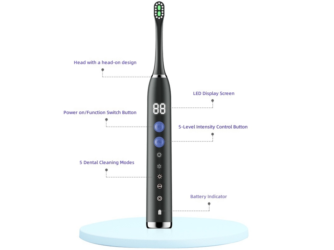 Kit Escova de Dentes Elétrica Recarregável Sônica Magnética, Presente Corporativo com Gravação de Logo CHABERLU