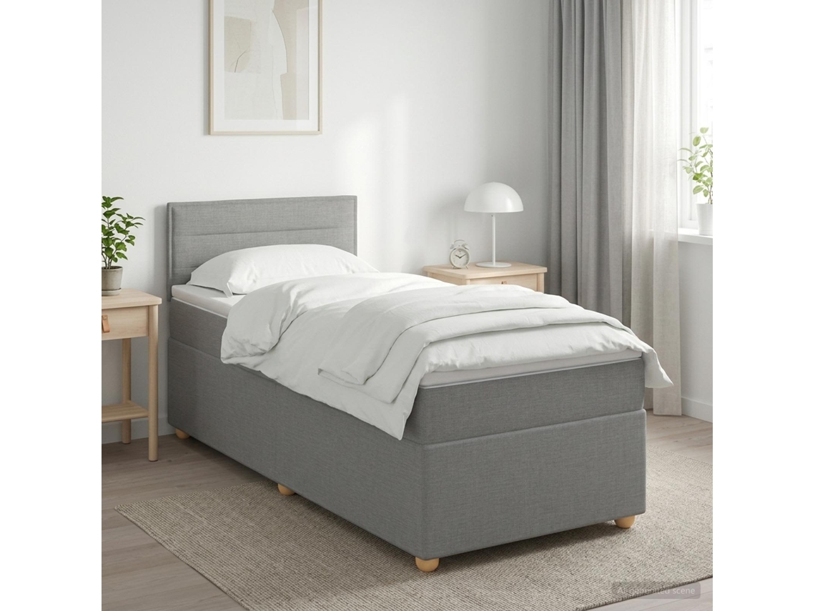 Vidaxl Cama Box Spring Com Colchão Cinzento-claro 80 X 200 Cm Tecido