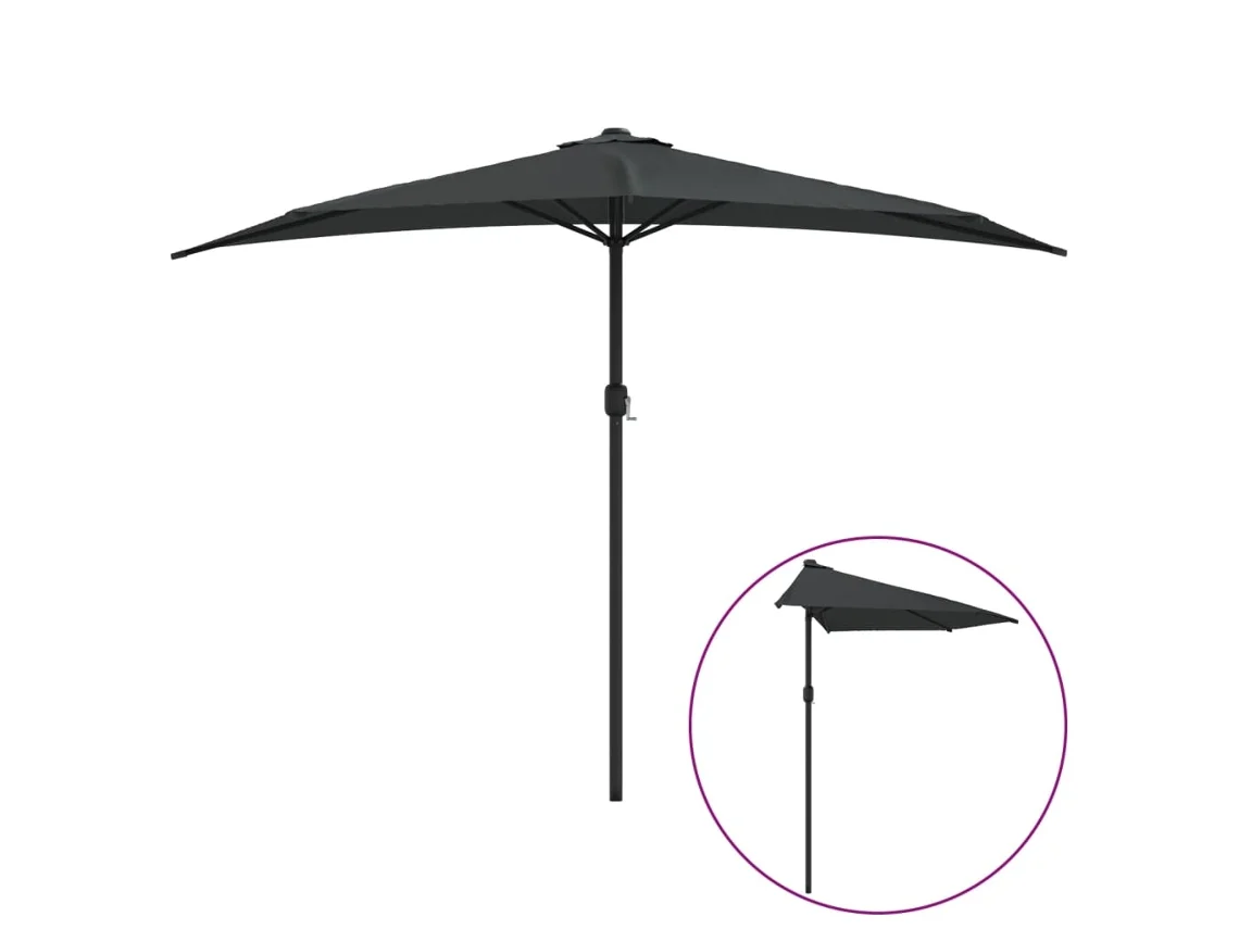 MAISON EXCLUSIVE Guarda-sol semicircular em alumínio Varanda 300x155 cm Antracite
