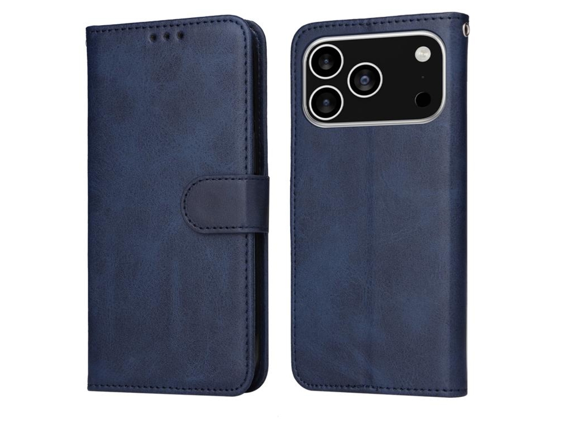 Capa Flip De Couro Para Iphone 17 Pro - Textura De Bezerro Clássica