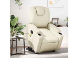 Vidaxl Poltrona Reclinável Elevatória Elétrica Couro Artificial Creme