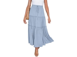 2026 falda Plisada Boho de Verão para Mulher Casual Assimétrica Midi de Cor Sólida