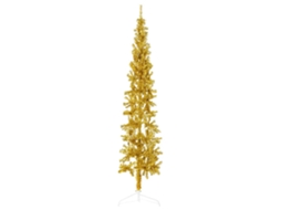 Vidaxl Meia Árvore De Natal Fina Com Suporte 210 Cm Dourado