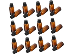 Conjunto de 12 garrafas de vidro âmbar de 15ml para óleos Essenciais Com Tampa.