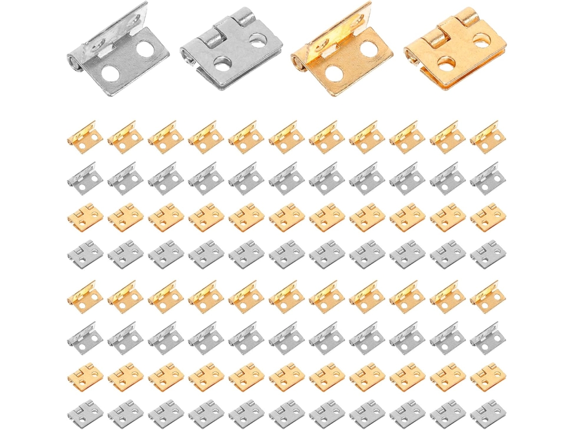 Conjunto De 100 Mini Dobradiças Decorativas Pequenas Para Caixas Artesanato, Joias E Móveis Em Miniatura, Com 4 Furos