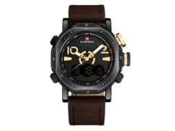 Relógio Eletrônico Quartz Masculino de Pulso Impermeável 3atm com Pulseira Pu Estilo Moderno