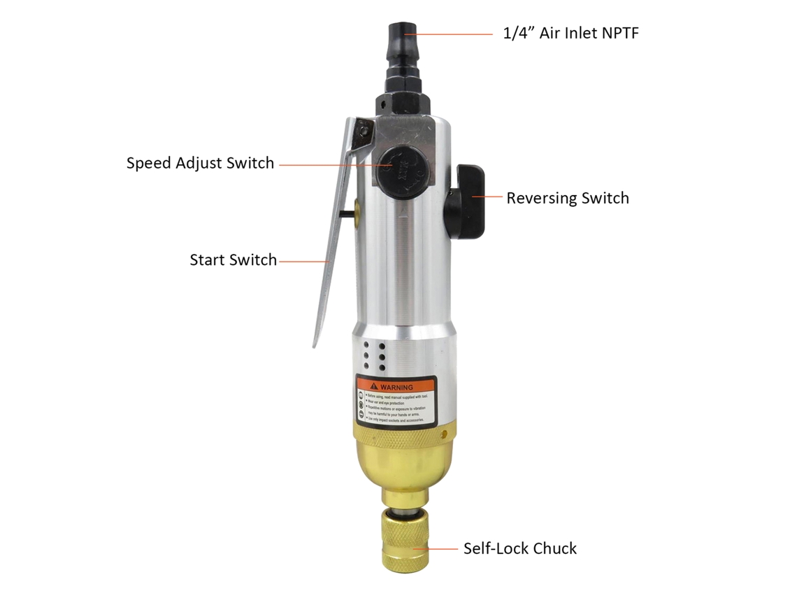 Laxiscreed Chave De Parafusadeira Pneumática 1/4" 9000 Rpm Reversível Para Indústria