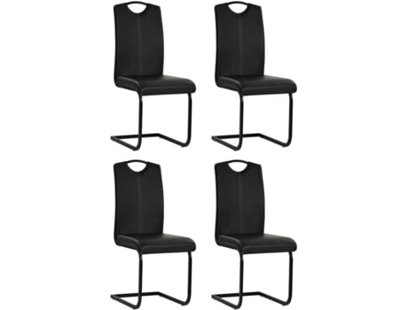 Conjunto 4 Cadeiras de Refeição  246194 Couro Artificial Preto