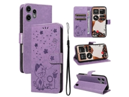 Capa De Celular Flip Em Couro Com Estampa De Gato E Abelha Para Celular Cmf Phone 2 Pro, Da Nothing.
