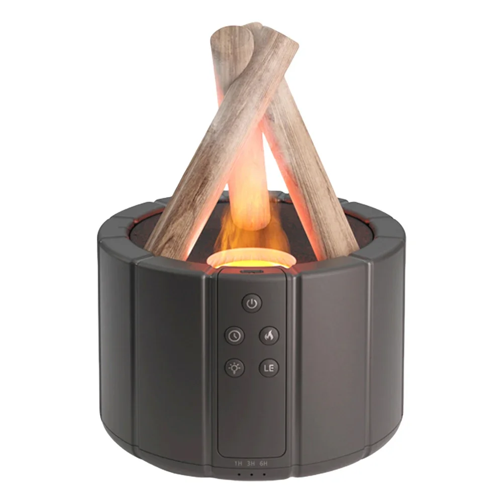 (preto) Difusor De Aromas Com Chama De Sete Cores, Umidificador De Névoa Fria