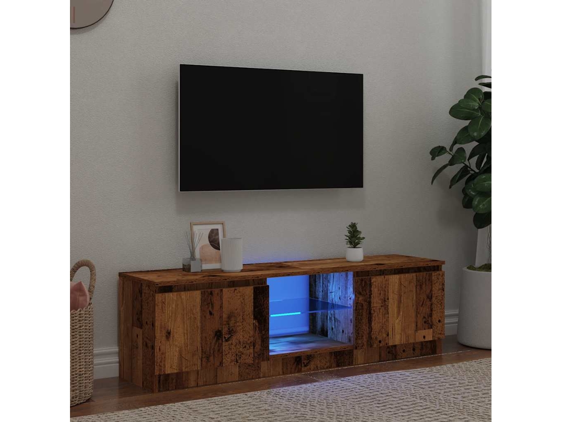 Vidaxl Móvel De Tv Com Luzes Led Derivados De Madeira Madeira Velha