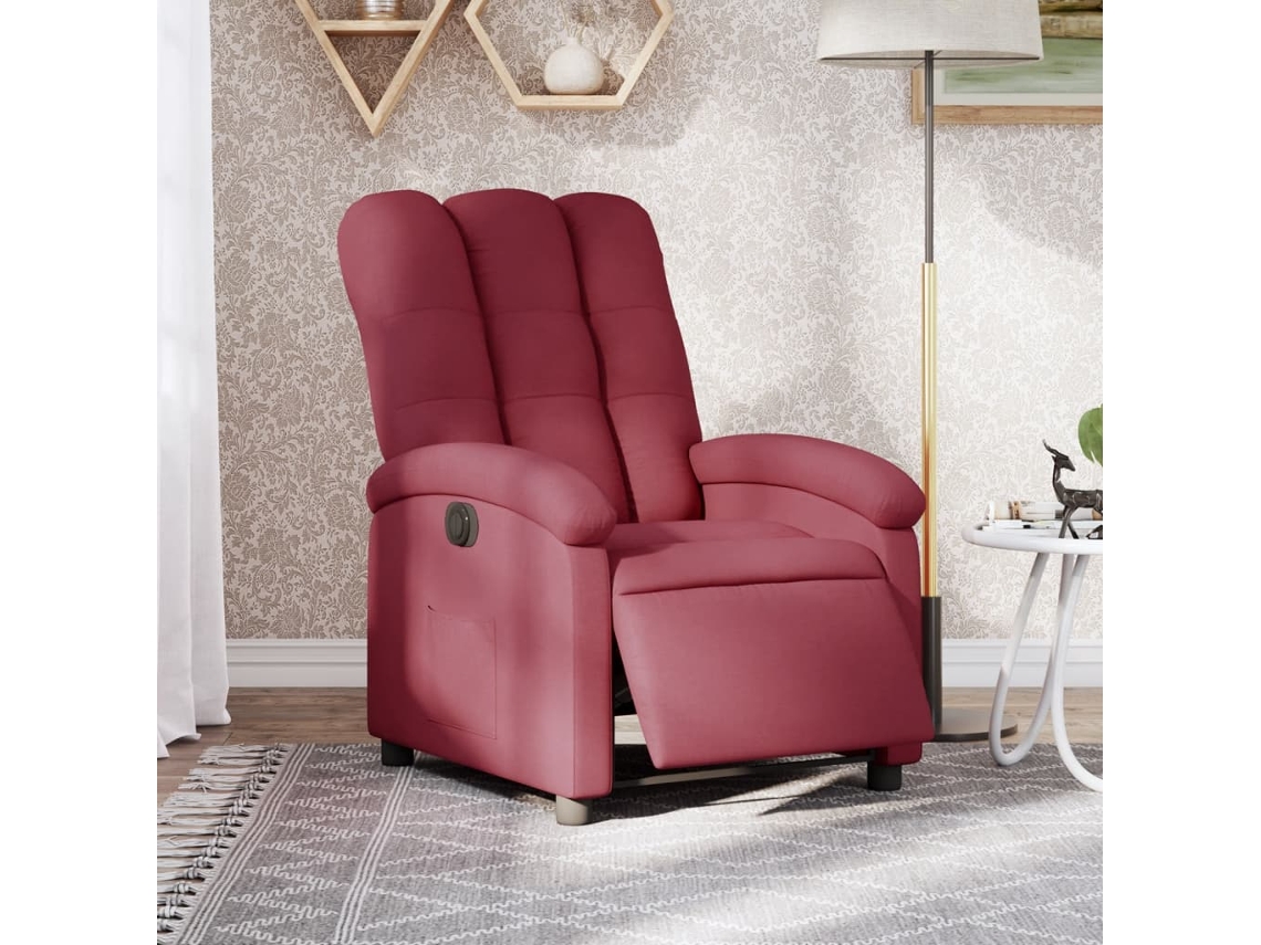 Vidaxl Poltrona Elétrica Reclinável Tecido Vermelho Tinto