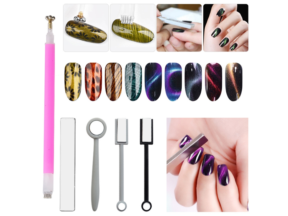 5 Peças Conjunto De Lápis Magnéticos Vara Magnética Efeito Olho De Gato Perfeito Ferramentas Diy Arte De Unhas