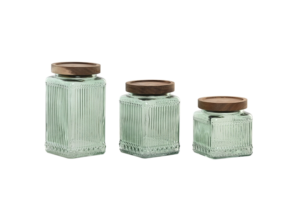 Conjunto De 3 Potes Home Esprit Verde Natural 1 L 3 Peças