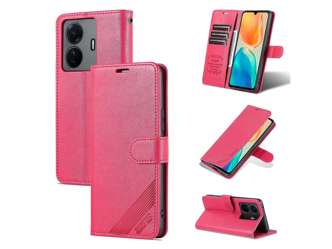 Capa De Celular De Couro Com Textura De Pele De Carneiro Para Vivo S15e Azns