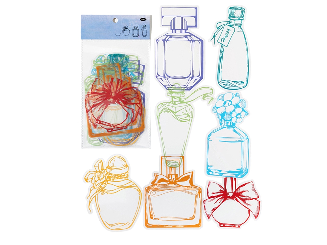 14 Adesivos Para Planner Autoadesivos Estilo Jarro De Vidro Perfume De Rosa Para Scrapbook Decorativo