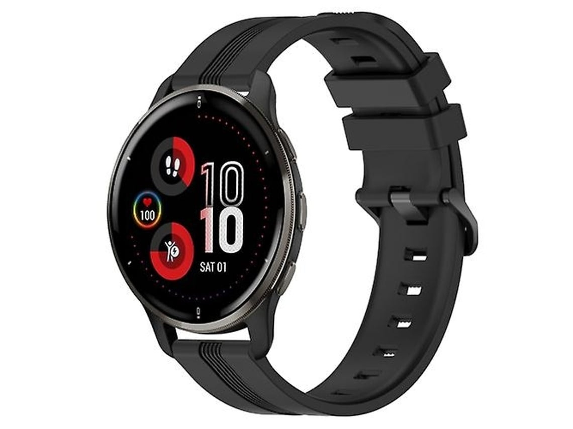 Pulseira De Relógio Lurelia Para Garmin Venu 2 Plus 20 Mm Côncavo Listrado Slicone Preto