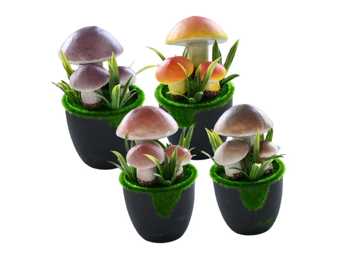 Conjunto De 4 Vasos De Flores Artificiais Em Formato De Cogumelo, Planta Decorativa Em Formato De Co Gokoco