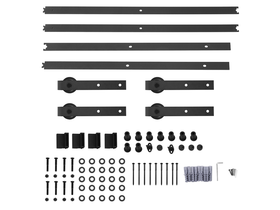 Suspensão Trilho Para Porta de Celeiro de Aço Carbono Montado Com Portas Duplas (tamanho 12 Pés, Material de Aço Carbono)