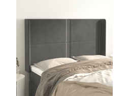 Cabeceira Cama C/ Abas Veludo 147x16x118/128 Cm Cinzento-escuro