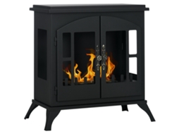 Lareira a Bioetanol S/MARCA, aço inox, queimador 0.9l, duração 3h, 55x31x55cm, preto