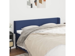 Vidaxl Cabeceira De Cama C/ Abas Tecido 203x16x78/88 Cm Azul