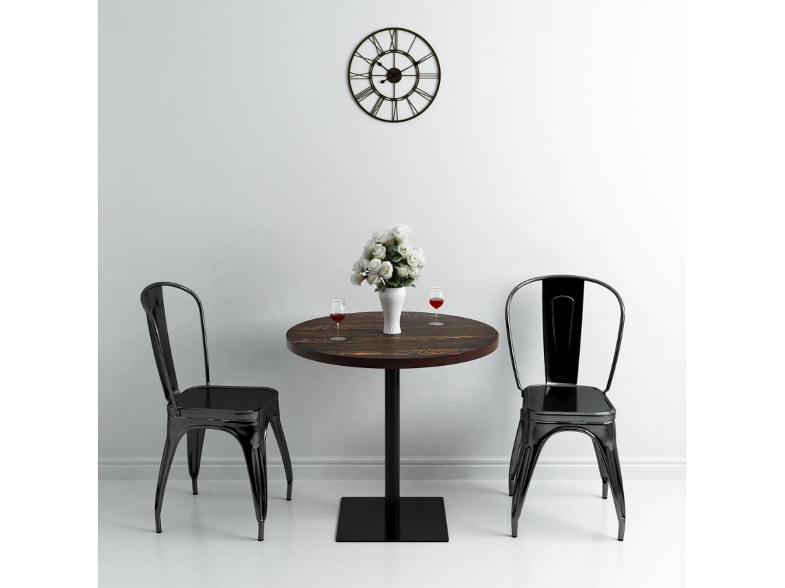 Vidaxl Mesa Bistrô Em Mdf E Aço Redonda 80x75 Cm Cinzento Escuro