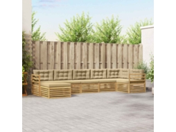 Vidaxl Conjunto De Sofás Para Exterior 7 Unid. Branco E Bege