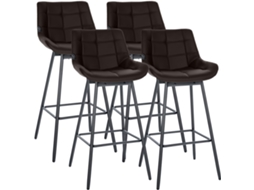 Conjunto De 4 Bancos De Bar Weston Giratorios 180 Graus Marromcouro Sintético