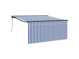 Toldo Retrátil Azul e Branco 350x250 Cm Poliéster e Alumínio MAISON EXCLUSIVE