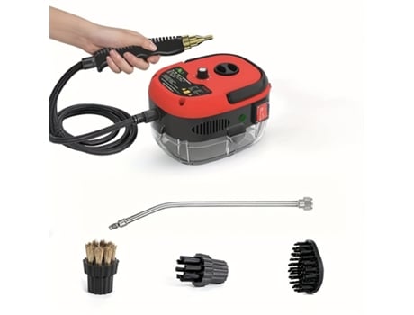 Limpador a Vapor Portátil de 2500 W com Cabeça de Escova para Móveis de Cozinha Casa de Banho Automóvel Vermelho SIURN