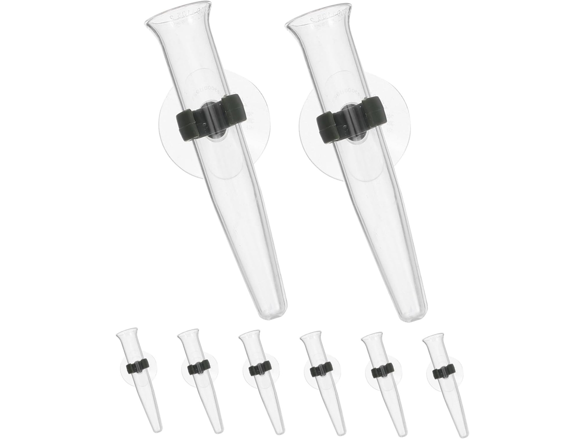 Conjunto De 8 Tubos De Plástico Com Ventosas Para Arranjos Florais.