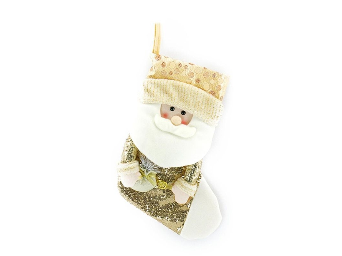 Medias De Navidad Grandes Con Lentejuelas Doradas Santa Claus Y Muñeco De Nieve