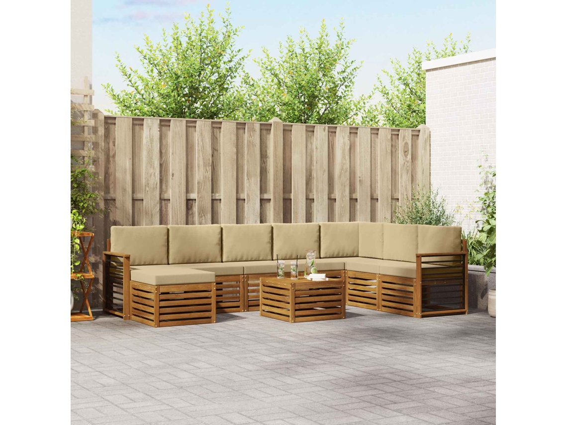 Vidaxl Conjunto De Sofás Para Exterior 9 Pcs Natural E Bege
