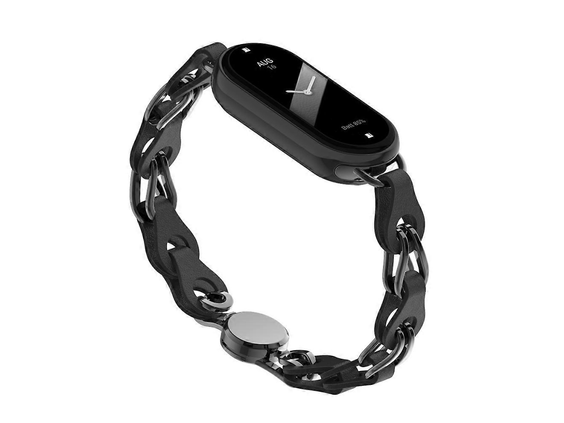 Pulseira De Couro Vazado Com Fecho Magnético Para Xiaomi Smart Band 10/9/8