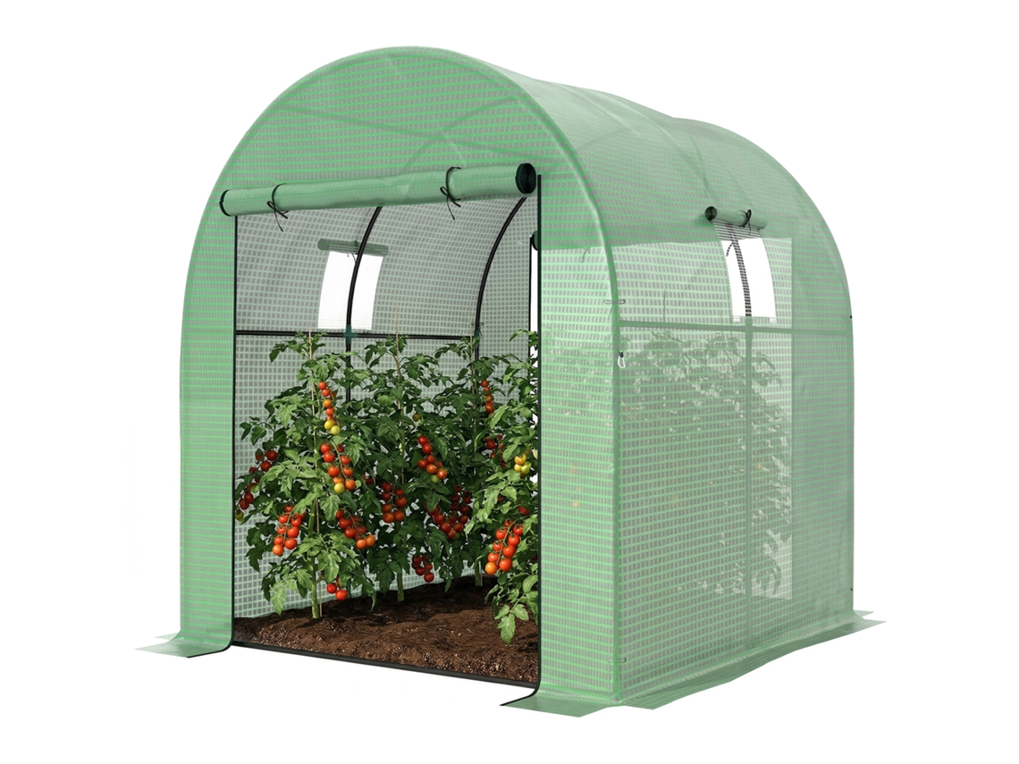 Estufa De Túnel 3,24m² Com 2 Portas Zíper, Pe 135g/m², 180x180x200cm, Na Cor Verde