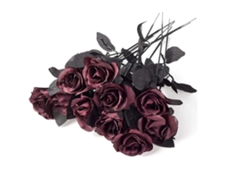 Pacote com 10 Rosas Artificiais de Seda Pretas, Buquês de Seda Artificial para Festa de Casamento, Preto Vermelho AQUAFORGE (d 4)