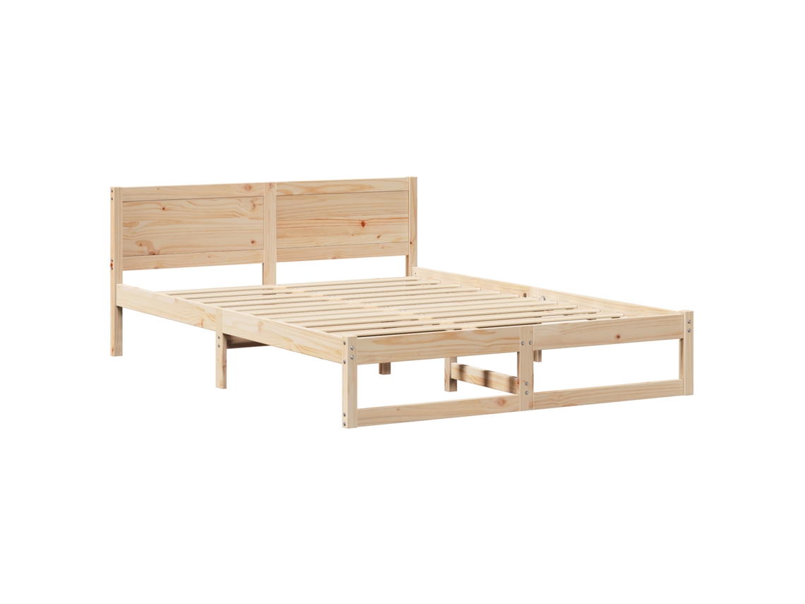 Conjunto 1 Estrutura De Cama Moderna Vidaxl Castanho Madeira De Pinho Maciça (160 X 200 Cm)