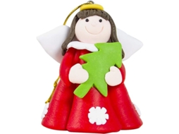 2026 2 Adornos de Ángel Alados para Árbol de Navidad de Cerámica Suave Decoración Navideña Roja