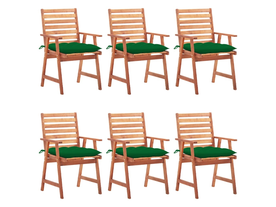 Vidaxl Cadeiras De Jantar P/ Jardim 6 Pcs C/ Almofadões Acácia Maciça