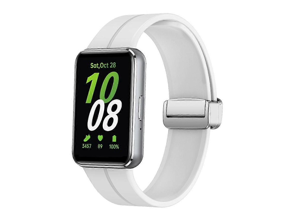Pulseira De Silicone Prateada Com Fecho Magnético Dobrável Para Samsung Galaxy Fit 3