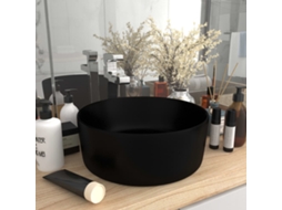Vidaxl Lavatório Luxuoso Redondo 40x15 Cm Cerâmica Preto Mate