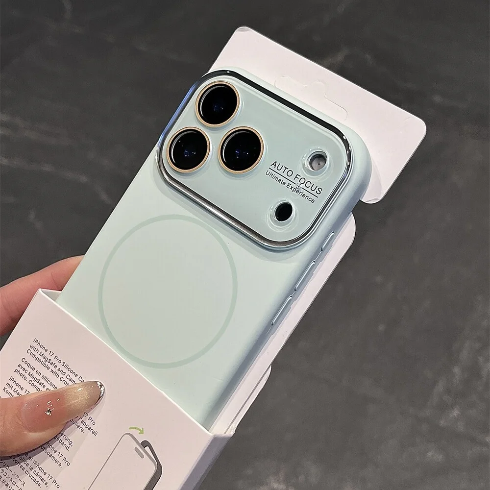 Capa Protetora Magnética De Silicone Líquido (verde Para Iphone 17 Pro) Com Lente De Vidro