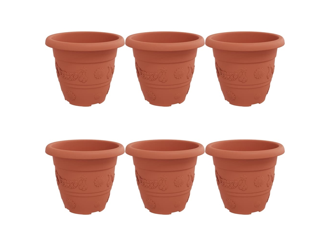 Conjunto 6 Jardineira De Flores Vidaxl Vermelho Plástico (ø 26 X 21.5 Cm)